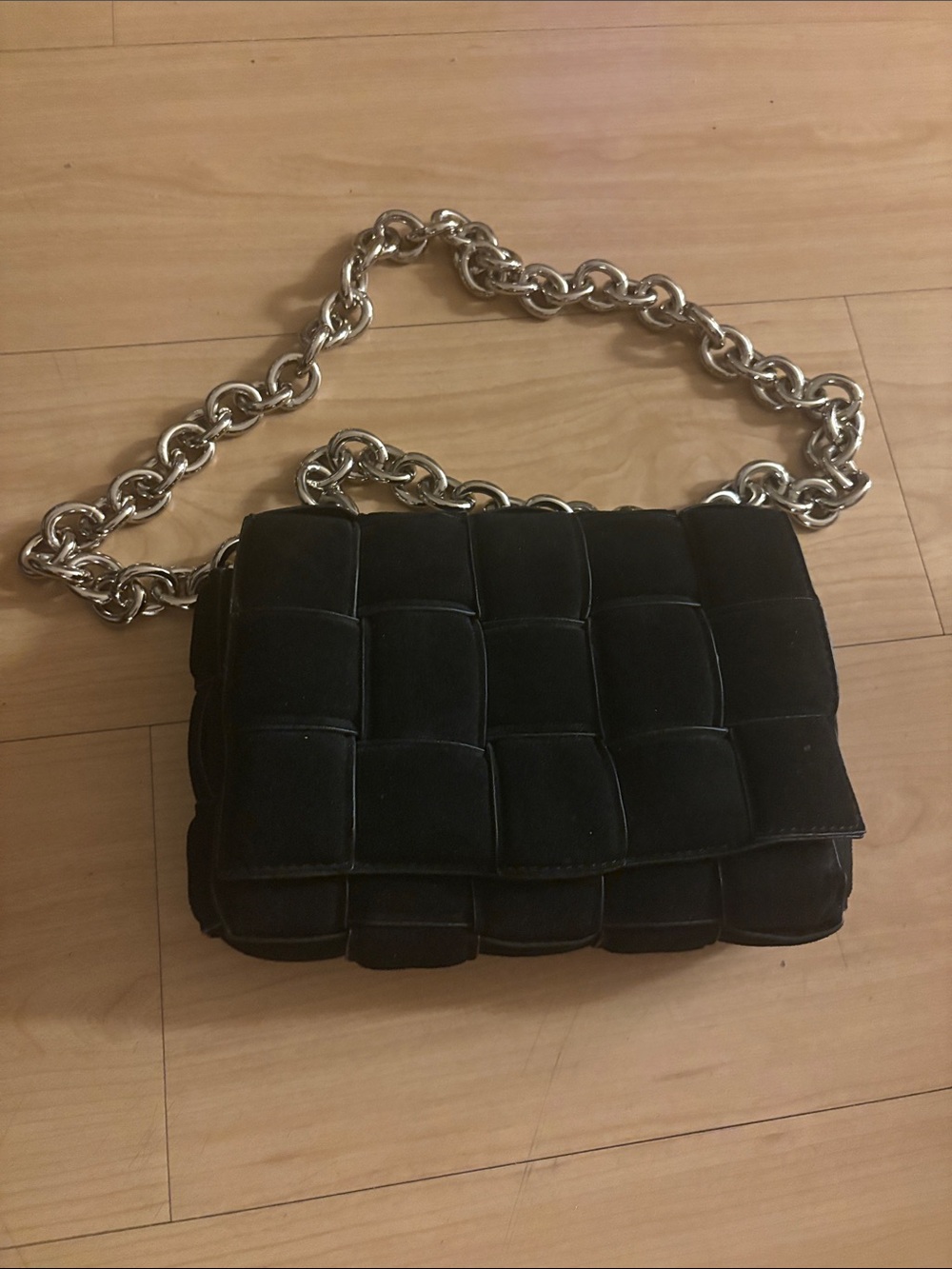 Brand new Amazon Black Quilted Mini Bag with Silver Chain